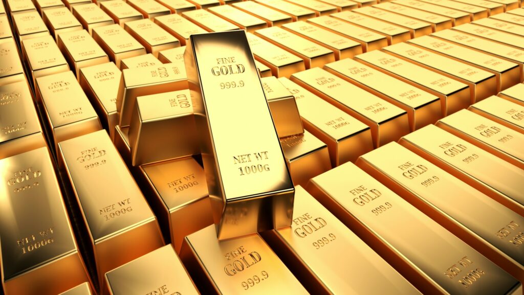 Gold bars - golden background